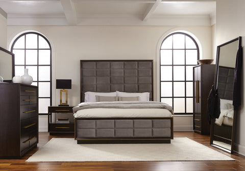 Coaster Durango Queen Upholstered Bed Smoked Peppercorn and Grey Model 223261Q