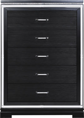 Coaster Eleanor Rectangular 5-drawer Chest Silver and Black Model 223365