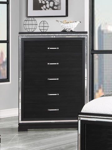 Coaster Eleanor Rectangular 5-drawer Chest Silver and Black Model 223365