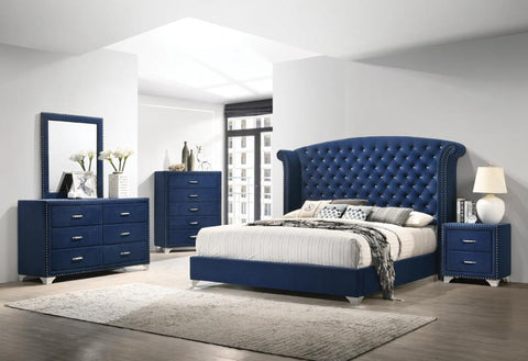 Coaster Melody 4-piece Eastern King Tufted Upholstered Bedroom Set Pacific Blue Model 223371KE-S4