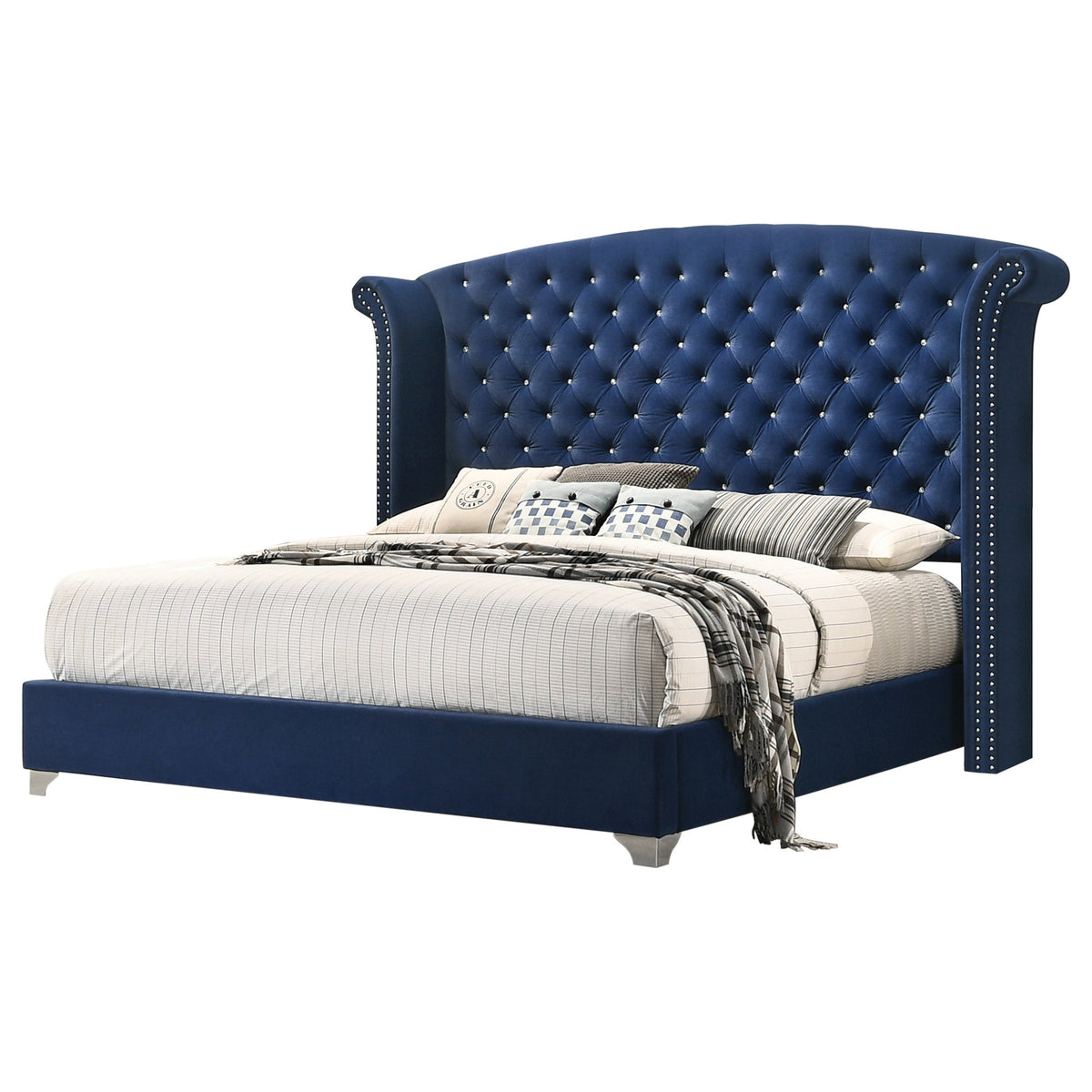 Coaster Melody California King Wingback Upholstered Bed Pacific Blue Model 223371KW