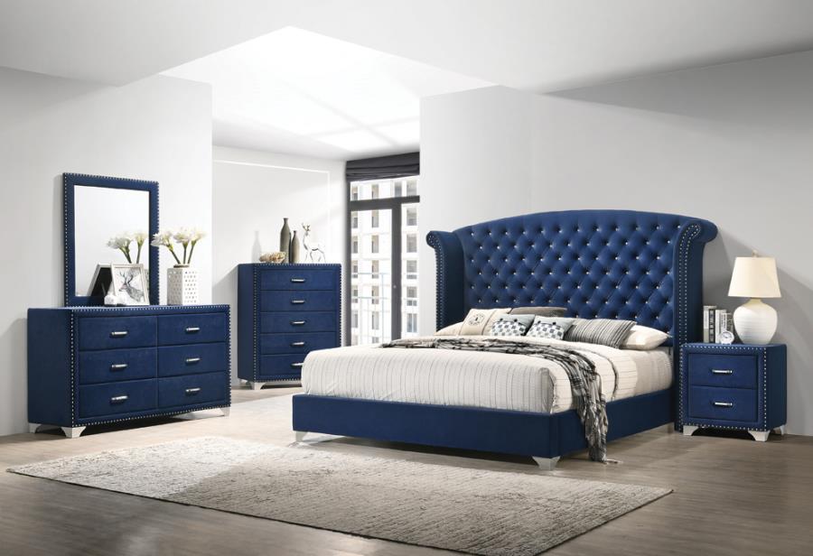 Coaster Melody 4-piece Queen Tufted Upholstered Bedroom Set Pacific Blue Model 223371Q-S4