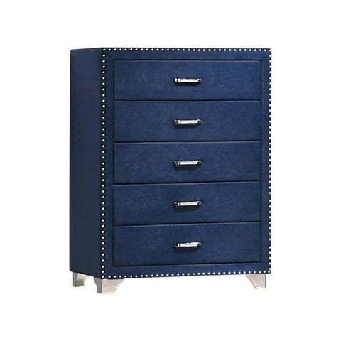 Coaster Melody 5-drawer Upholstered Chest Pacific Blue Model 223375
