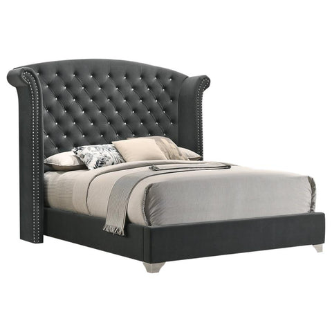Coaster Melody Queen Wingback Upholstered Bed Grey Model 223381Q
