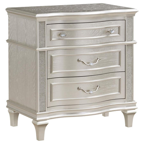 Coaster Evangeline 3-Drawer Nightstand Silver Oak Model 223392