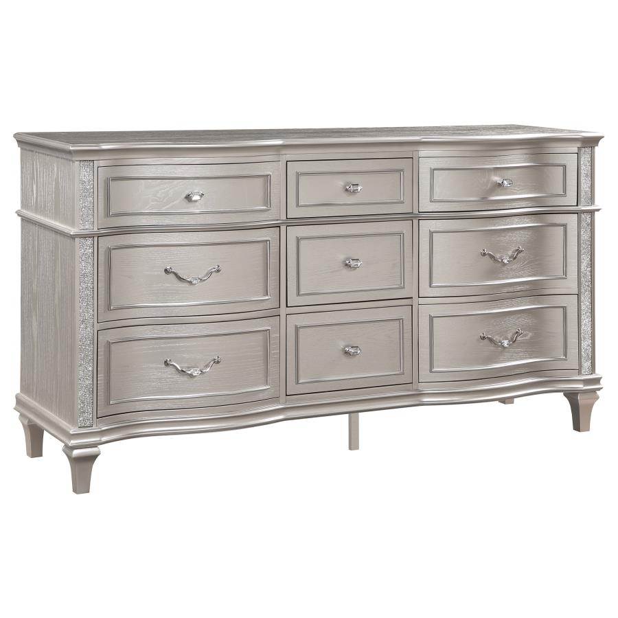 Coaster Evangeline 9-Drawer Dresser Silver Oak Model 223393