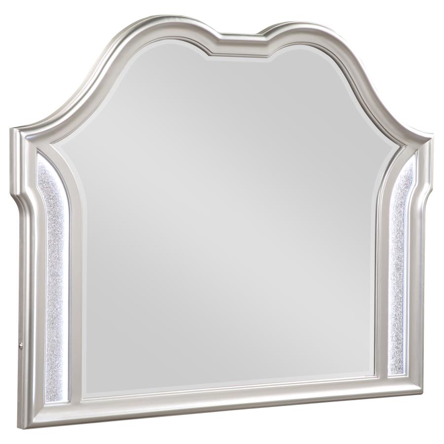 Coaster Evangeline Camel Top Dresser Mirror Silver Oak Model 223394