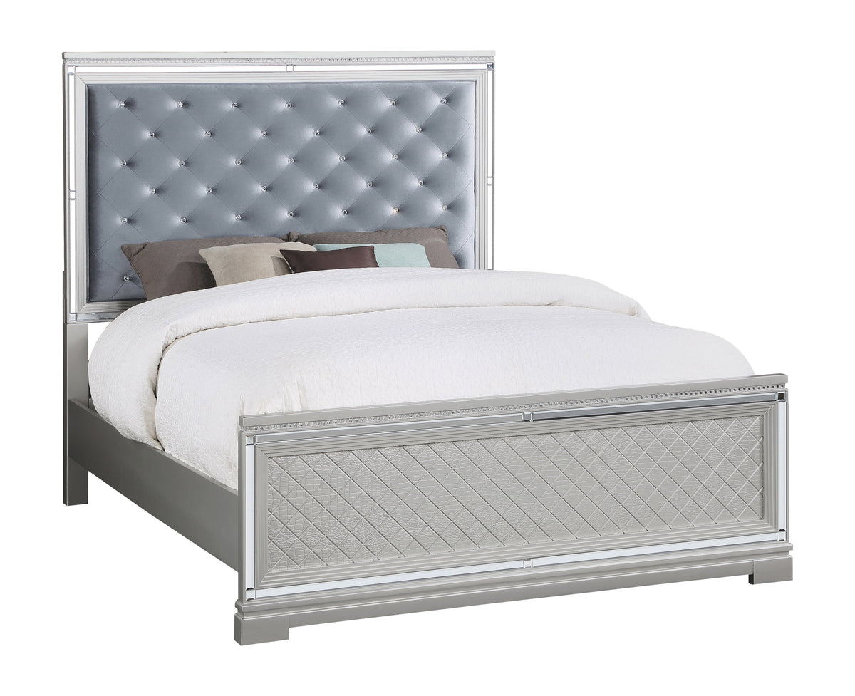 Coaster Eleanor Upholstered Tufted Bed Metallic Model 223461KW