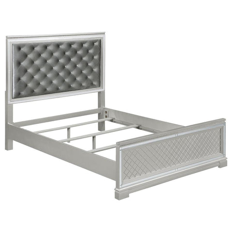 Coaster Eleanor Upholstered Tufted Bed Metallic Model 223461KW