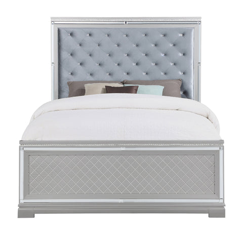 Coaster Eleanor Upholstered Tufted Bed Metallic Model 223461KW
