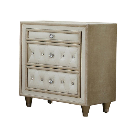 Coaster Antonella Upholstered Tufted Eastern King Bed Ivory and Camel Model 223521KE