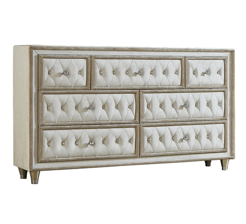 Coaster Antonella Upholstered Tufted Queen Bed Ivory and Camel Model 223521Q