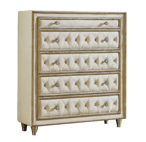 Coaster Antonella Upholstered Tufted Queen Bed Ivory and Camel Model 223521Q
