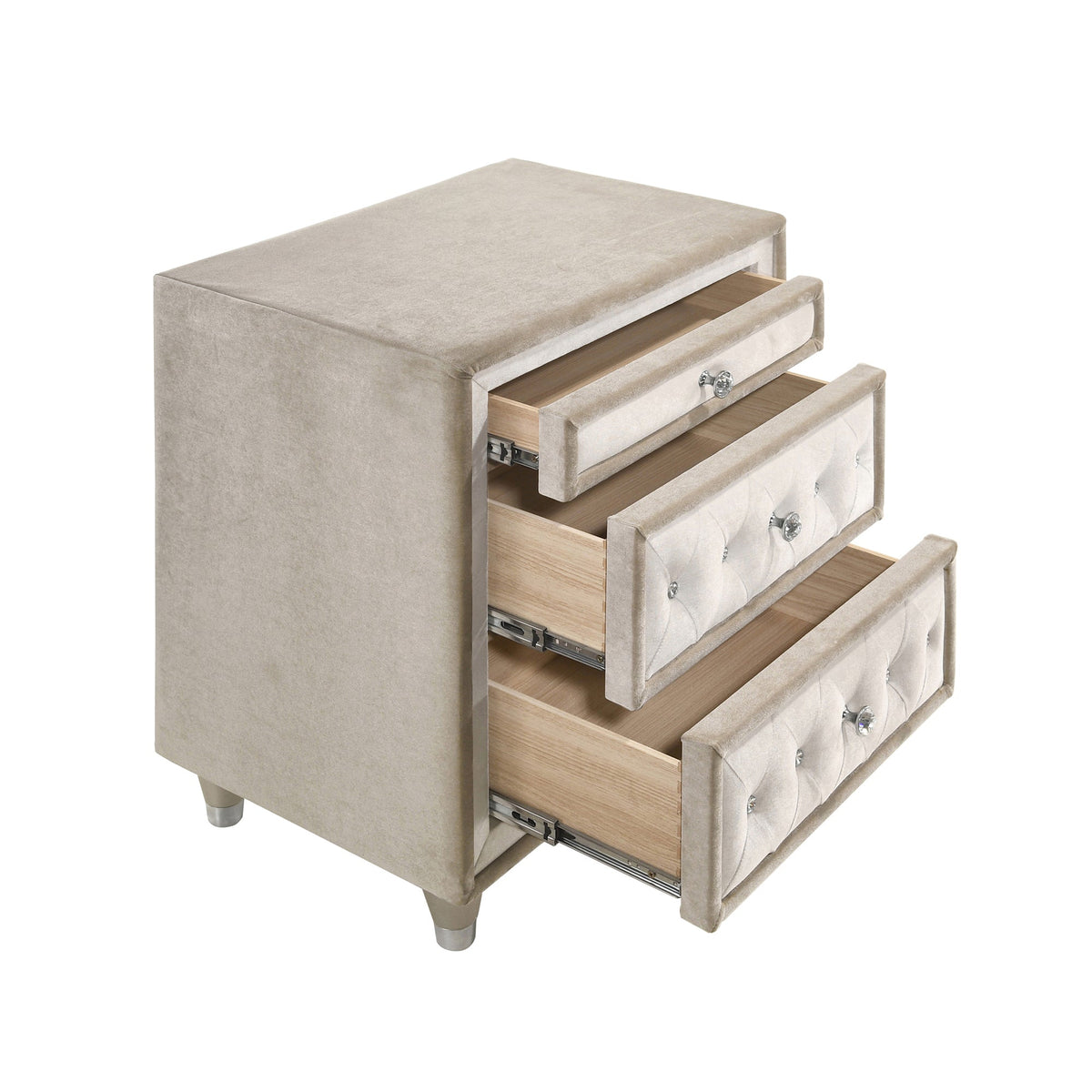 Coaster Antonella 3-drawer Upholstered Nightstand Ivory and Camel Model 223522