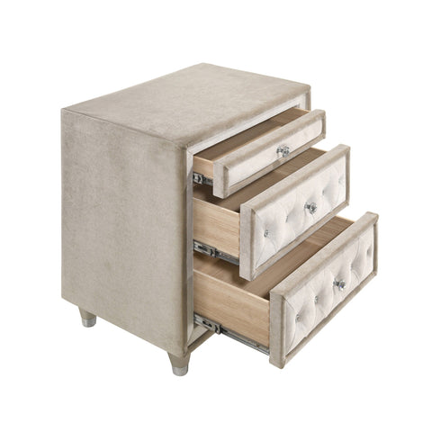 Coaster Antonella 3-drawer Upholstered Nightstand Ivory and Camel Model 223522