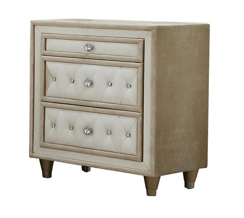 Coaster Antonella 3-drawer Upholstered Nightstand Ivory and Camel Model 223522