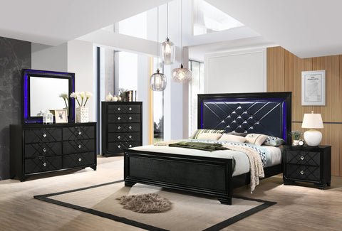 Coaster Penelope Queen Bed with LED Lighting Black and Midnight Star Model 223571Q