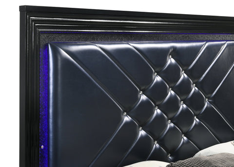 Coaster Penelope Queen Bed with LED Lighting Black and Midnight Star Model 223571Q