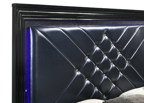 Coaster Penelope Queen Bed with LED Lighting Black and Midnight Star Model 223571Q