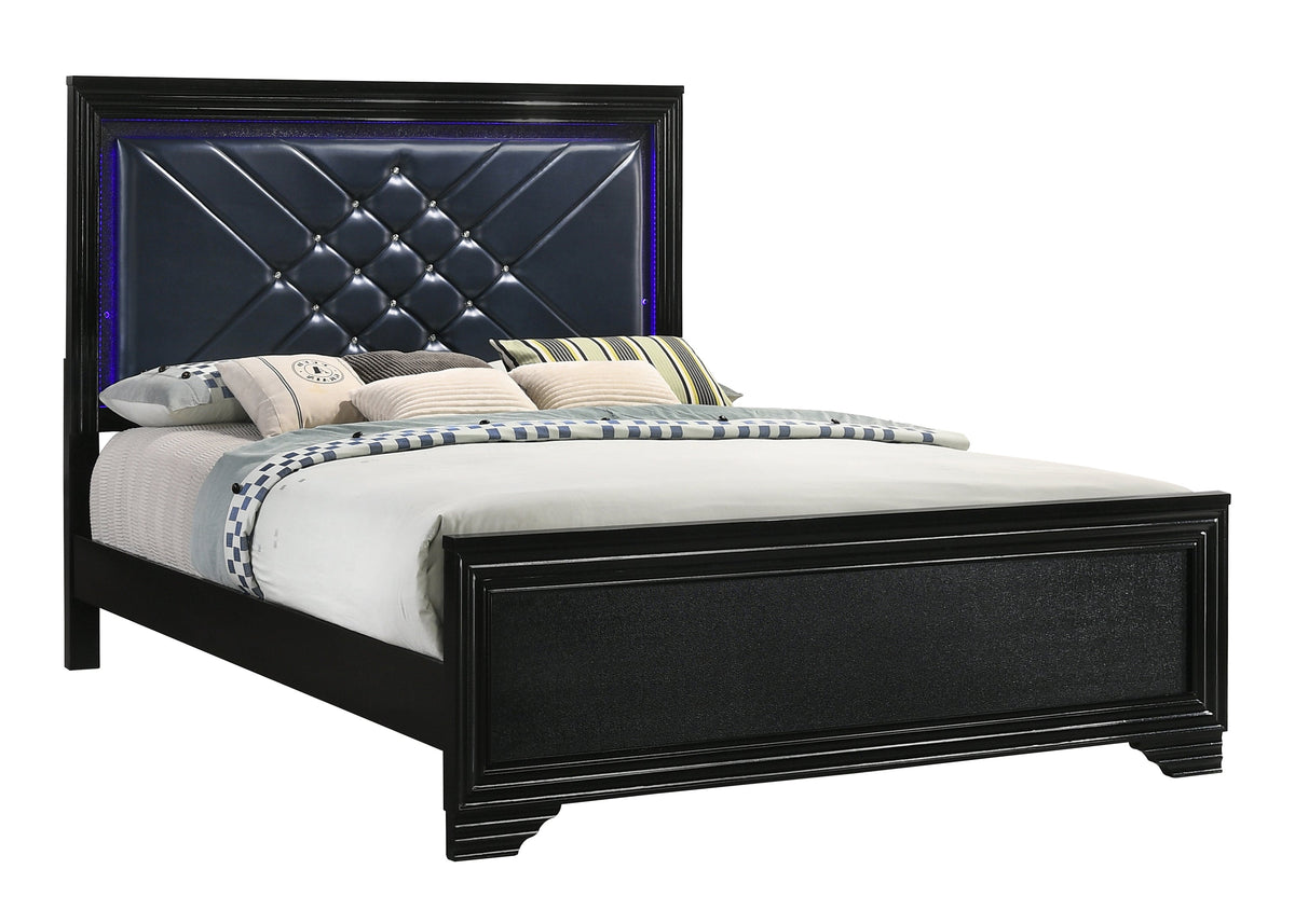 Coaster Penelope Queen Bed with LED Lighting Black and Midnight Star Model 223571Q