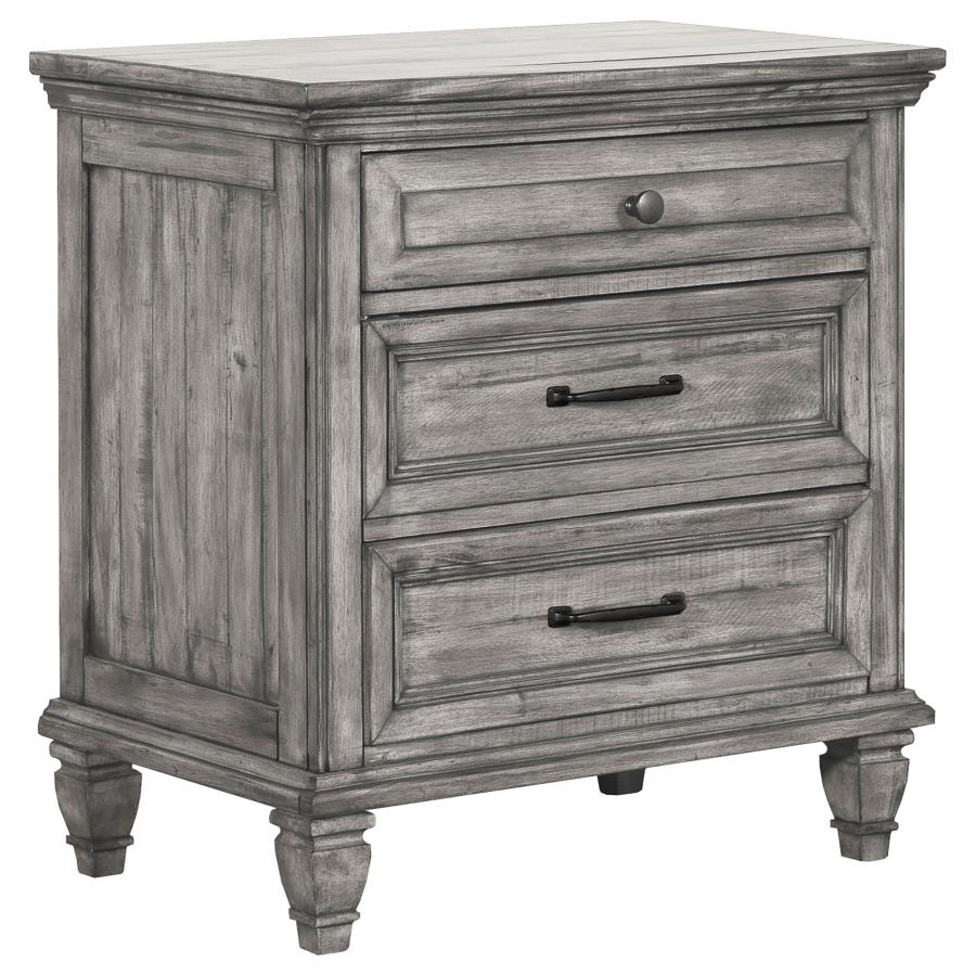 Coaster Avenue 3-drawer Rectangular Nightstand with Dual USB Ports Grey Model 224032