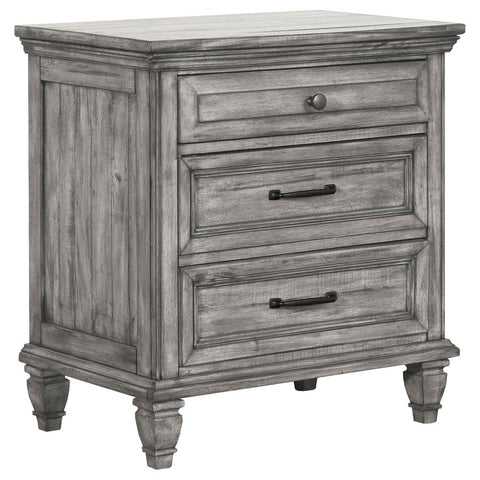 Coaster Avenue 3-drawer Rectangular Nightstand with Dual USB Ports Grey Model 224032