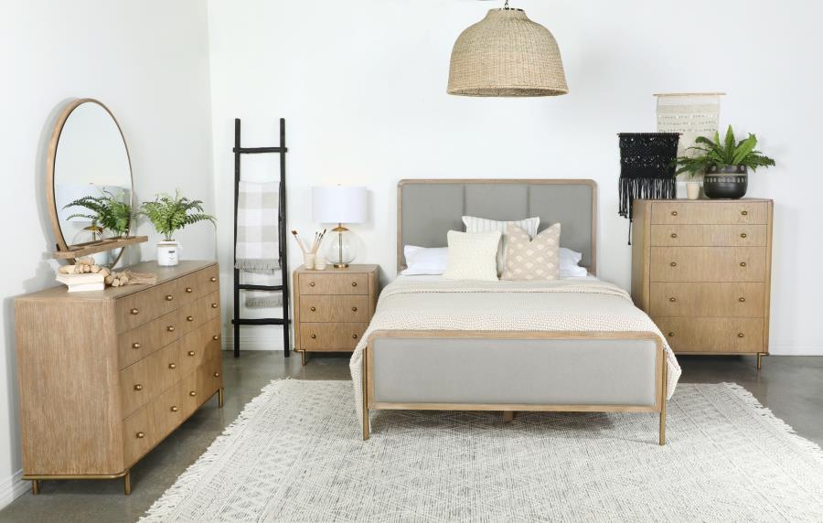 Coaster Arini 4-piece Upholstered Eastern King Bedroom Set Sand Wash Model 224300KE-S4