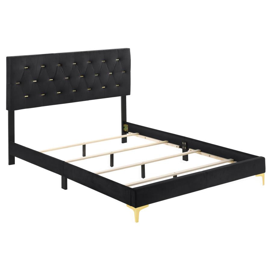 Coaster Kendall Tufted Panel Eastern King Bed Black and Gold Model 224451KE