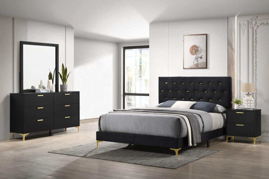Coaster Kendall 4-piece Tufted Panel California King Bedroom Set Black and Gold Model 224451KW-S4
