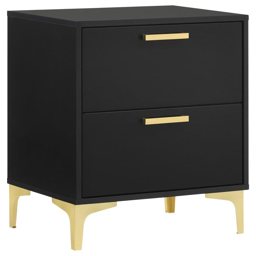Coaster Kendall 2-Drawer Nightstand Black and Gold Model 224452