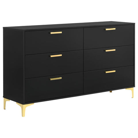 Coaster Kendall 6-Drawer Dresser Black and Gold Model 224453