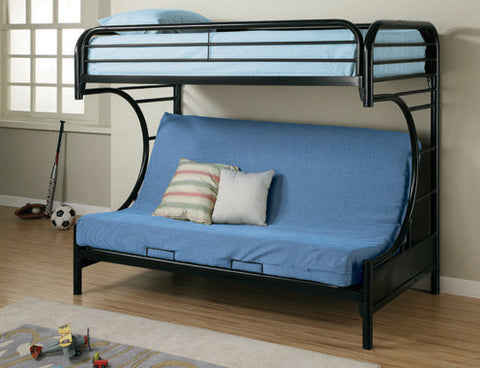 Coaster Montgomery Twin over Futon Bunk Bed Glossy Black Model 2253K
