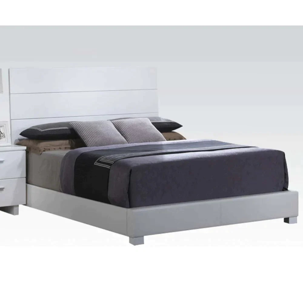 Lorimar White PU & Chrome Leg Eastern King Bed Model 22627EK_KIT By ACME Furniture