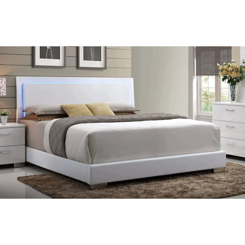Lorimar White PU & Chrome Leg Eastern King Bed Model 22637EK By ACME Furniture