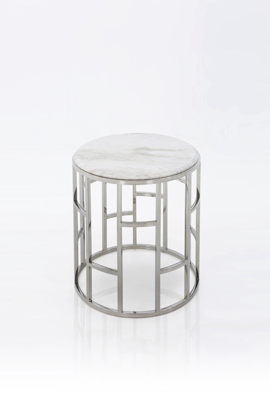 Modrest Silvan Modern Marble & Stainless Steel End Table Model VGHB228B-MBL