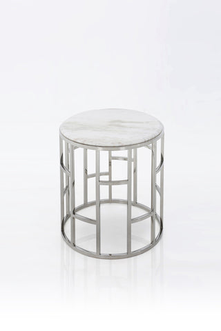 Modrest Silvan Modern Marble & Stainless Steel End Table Model VGHB228B-MBL