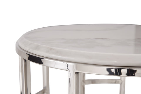 Modrest Silvan Modern Marble & Stainless Steel End Table Model VGHB228B-MBL
