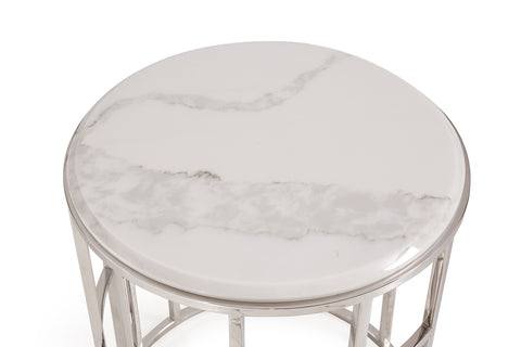 Modrest Silvan Modern Marble & Stainless Steel End Table Model VGHB228B-MBL