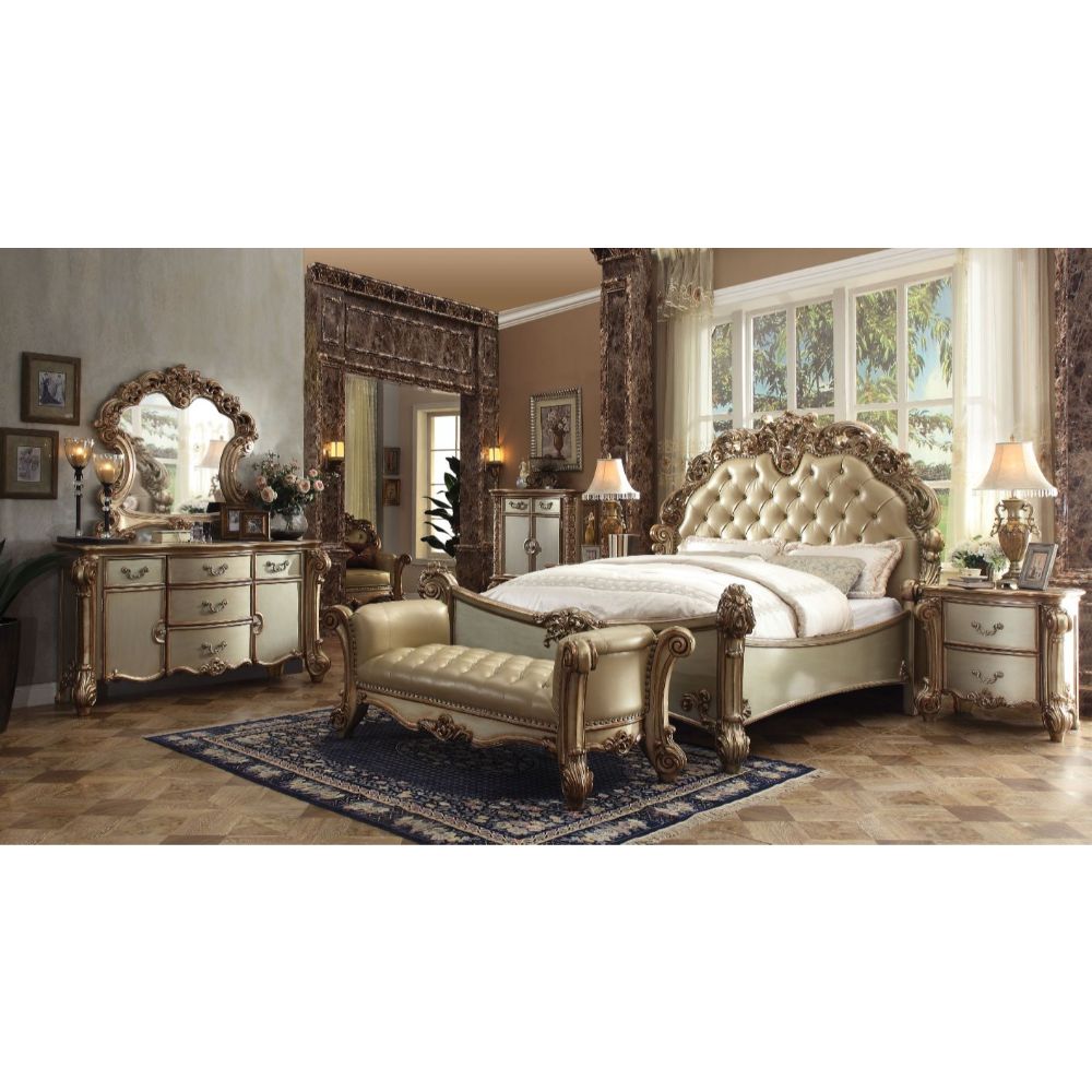 ACME Vendome Brass PU & Gold Patina Finish Vendome California King Bed Model 22994CK