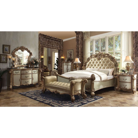 ACME Vendome Brass PU & Gold Patina Finish Vendome California King Bed Model 22994CK