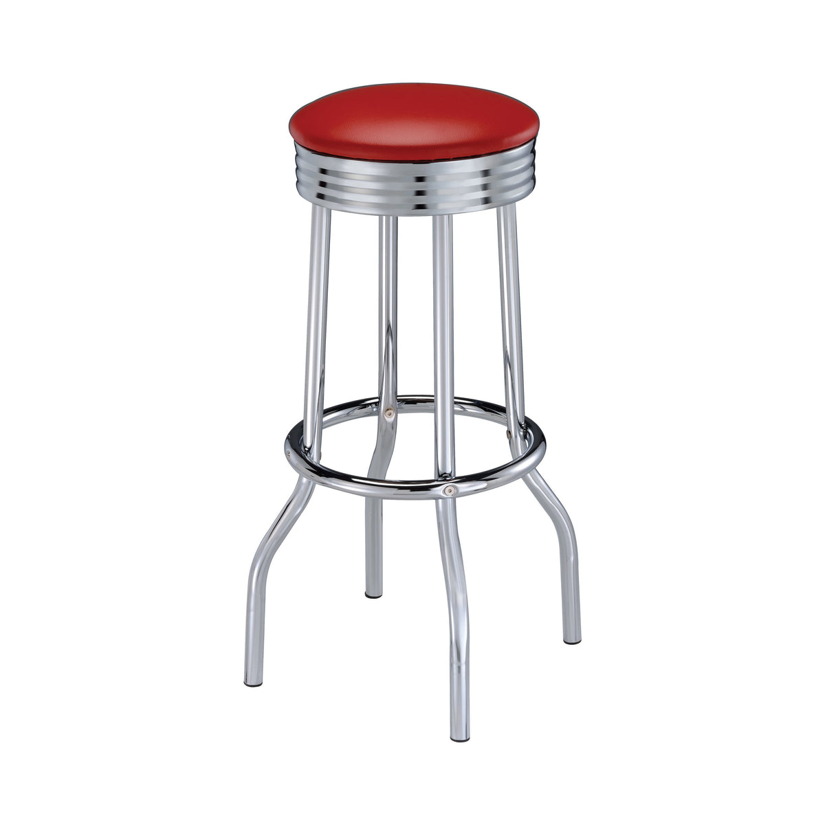 Coaster Hopkins Upholstered Top Bar Stools Red and Chrome (Set of 2) Model 2299R