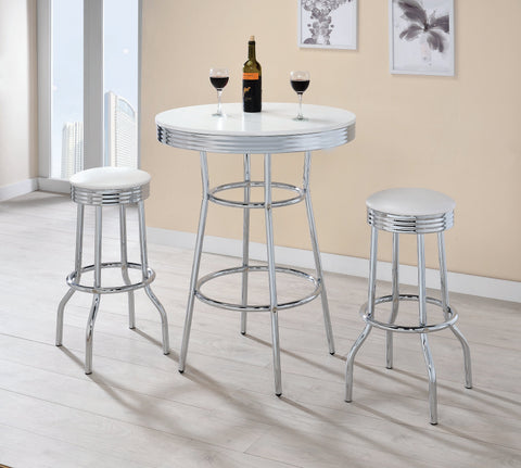 Coaster Theodore Upholstered Top Bar Stools White and Chrome (Set of 2) Model 2299W