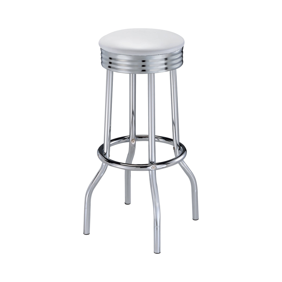 Coaster Theodore Upholstered Top Bar Stools White and Chrome (Set of 2) Model 2299W