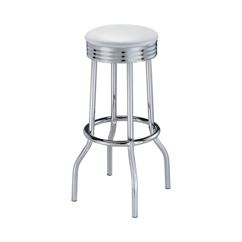 Coaster Theodore Upholstered Top Bar Stools White and Chrome (Set of 2) Model 2299W