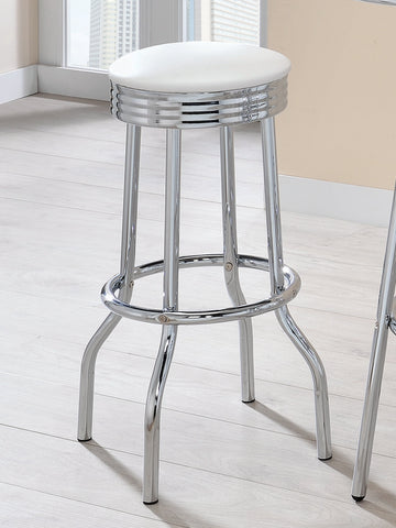 Coaster Theodore Upholstered Top Bar Stools White and Chrome (Set of 2) Model 2299W
