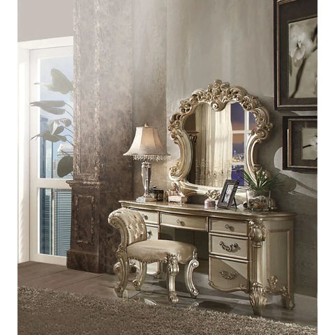Vendome Gold Patina & Bone Vanity Desk Model 23007 By ACME Furniture
