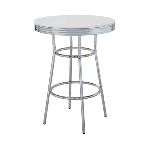 Coaster Theodore Round Bar Table Chrome and Glossy White Model 2300