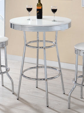 Coaster Theodore Round Bar Table Chrome and Glossy White Model 2300