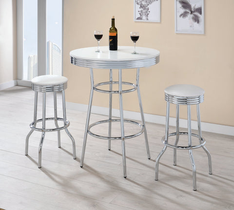 Coaster Theodore Round Bar Table Chrome and Glossy White Model 2300