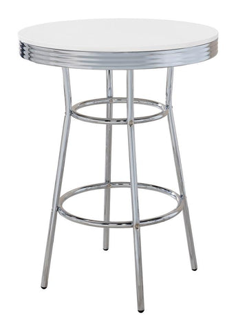 Coaster Theodore Round Bar Table Chrome and Glossy White Model 2300